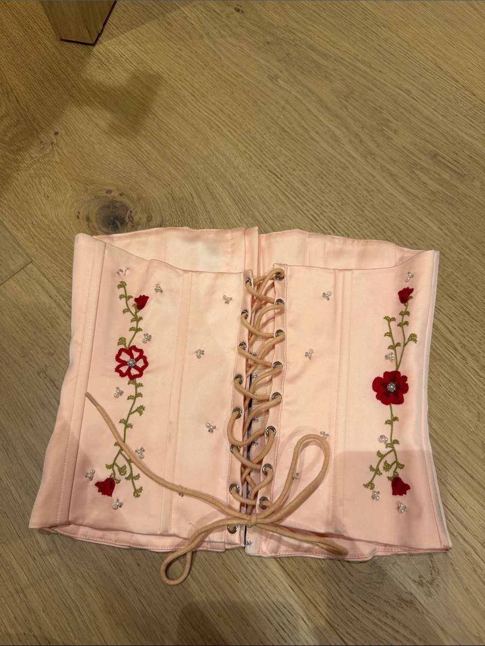 Danielle Guizio Pale Pink Embroidered Floral Bustier - Picture 2 of 3
